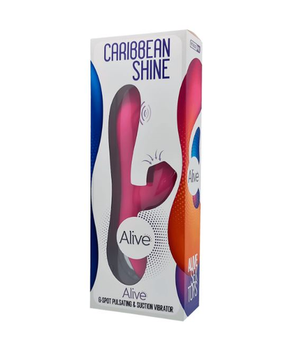 Alive Caribbean Shine Fuchsia G-Spot Pulsating and Suction Vibrator 21 cm x 4.15 cm Splashproof IPX5 Default Title Suction Stimulator
