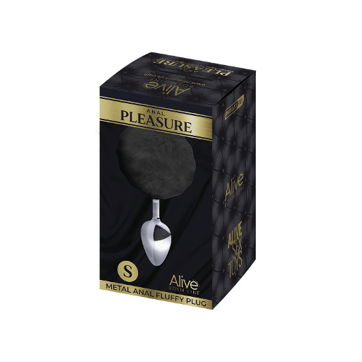 Alive Metal Fluffy Plug Black Small > Anal Range > Tail Butt Plugs