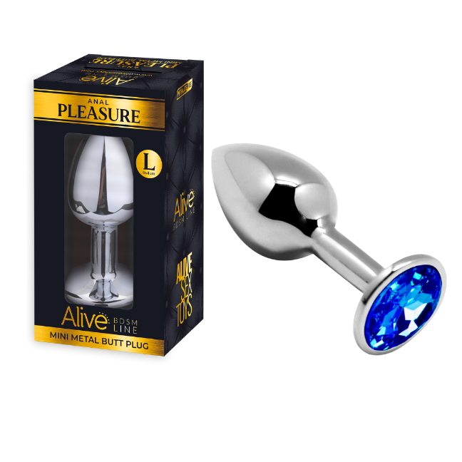 Alive Mini Metal Butt Plug Anal Pleasure Blue Large 9 cm > Anal Range > Jewel Butt Plugs