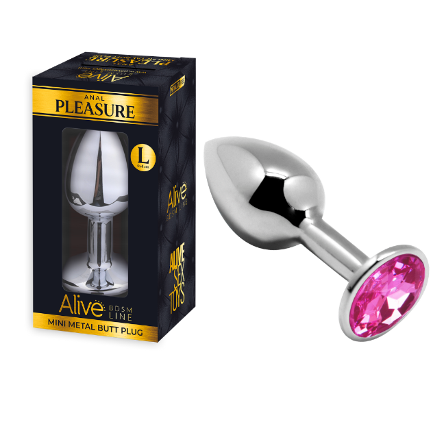 Alive Mini Metal Butt Plug Anal Pleasure Pink Large 9cm x 4.1cm > Anal Range > Jewel Butt Plugs