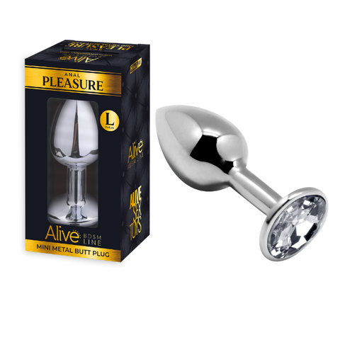 Alive Mini Metal Butt Plug Anal Pleasure White Large 9 cm Diameter 4.1 cm > Anal Range > Jewel Butt Plugs