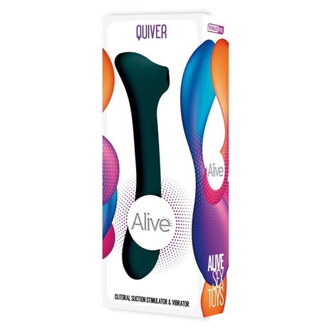 Alive Quiver Clitoral Massager Teal with 10 Vibration and Suction Modes, 4.2 cm Diameter, 20.2 cm Length, Waterproof IPX7 Default Title Suction Stimulator