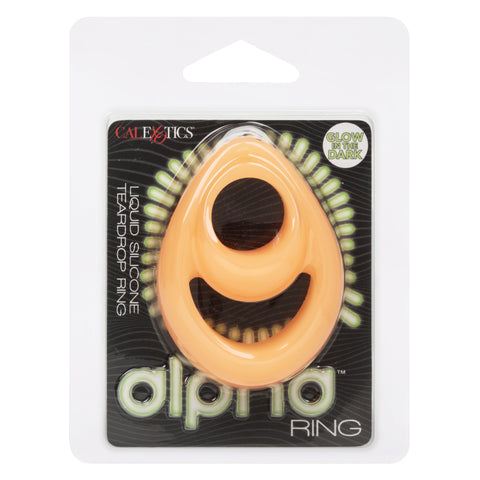 Alpha Glow-In-The-Dark Liquid Silicone Teardrop Ring in Orange COCK RINGS