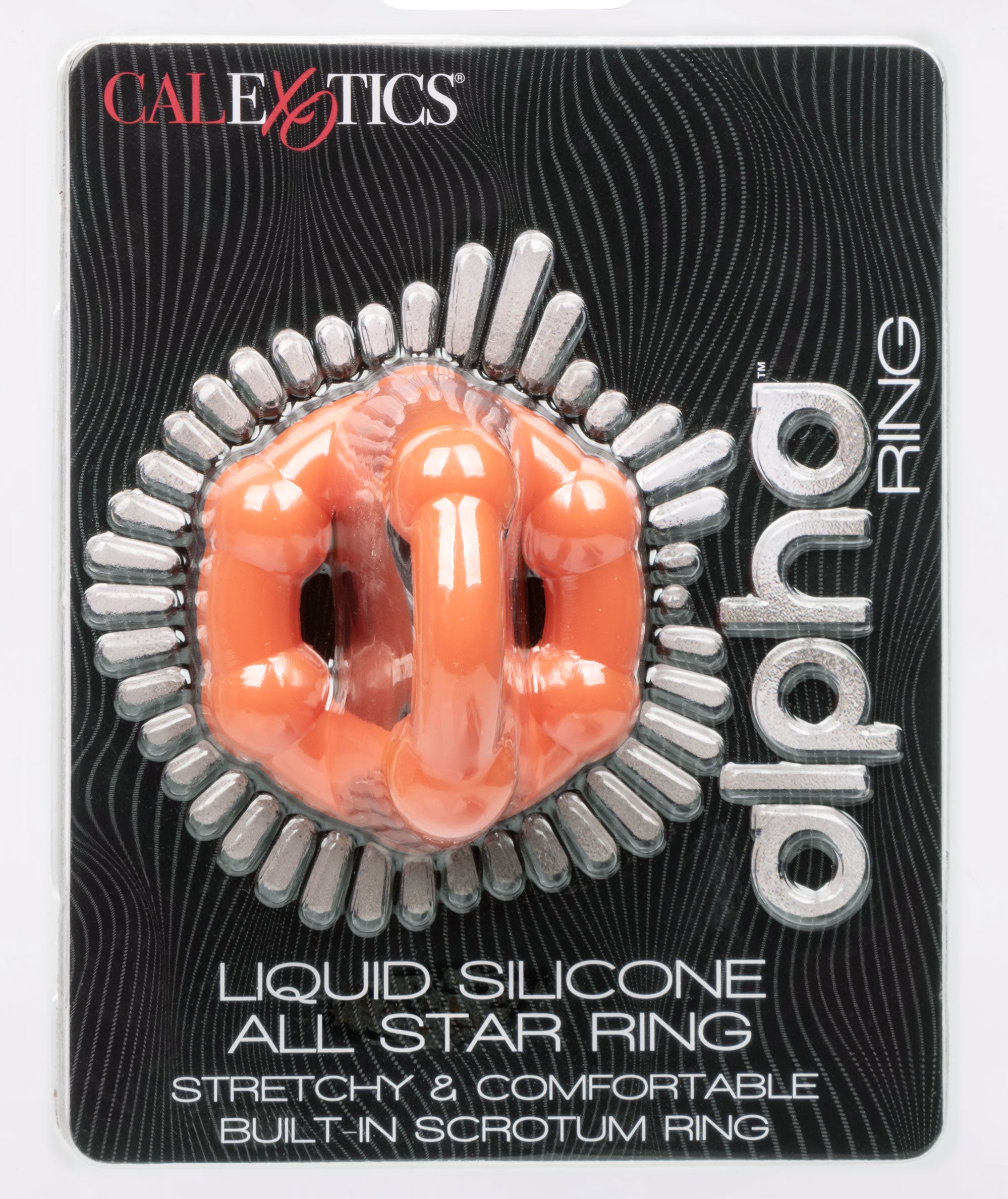 Alpha Liquid Silicone All Star Ring Orange Ultra Stretchy Dual Ring with Beaded Accents and Built-In Scrotum Support COCK RINGS