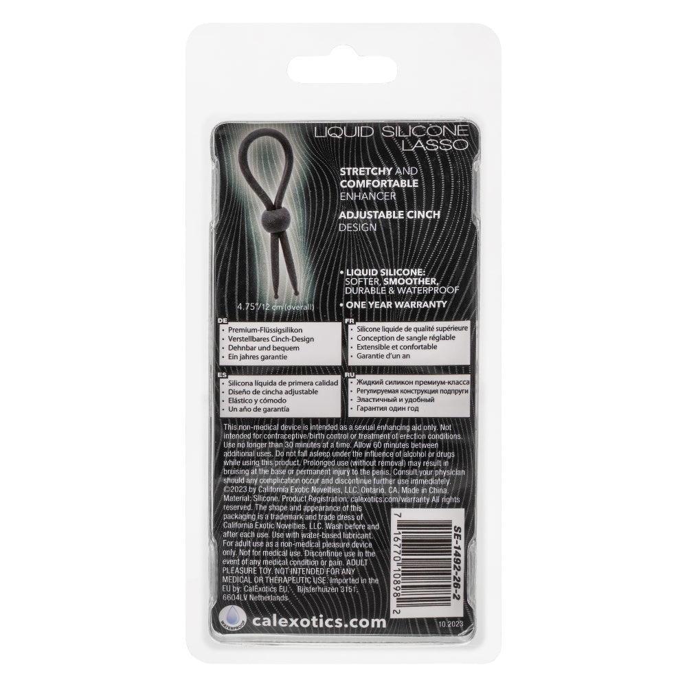Alpha Liquid Silicone Lasso Ring Black Adjustable Size Stretchy Enhancer COCK RINGS