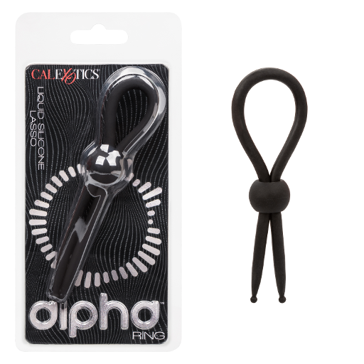 Alpha Liquid Silicone Lasso Ring Black Adjustable Size Stretchy Enhancer > Cock Ring > Adjustable Main image