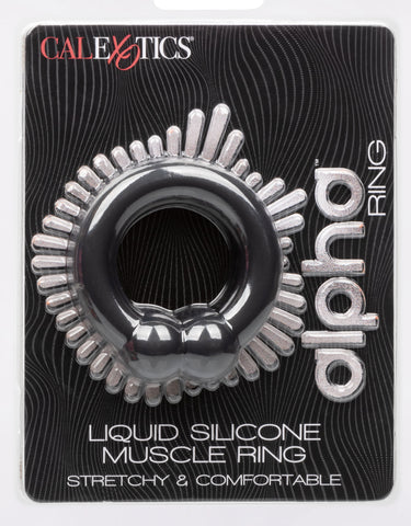 Alpha Liquid Silicone Muscle Ring Stretchy Comfortable Enhancer Ring Black COCK RINGS