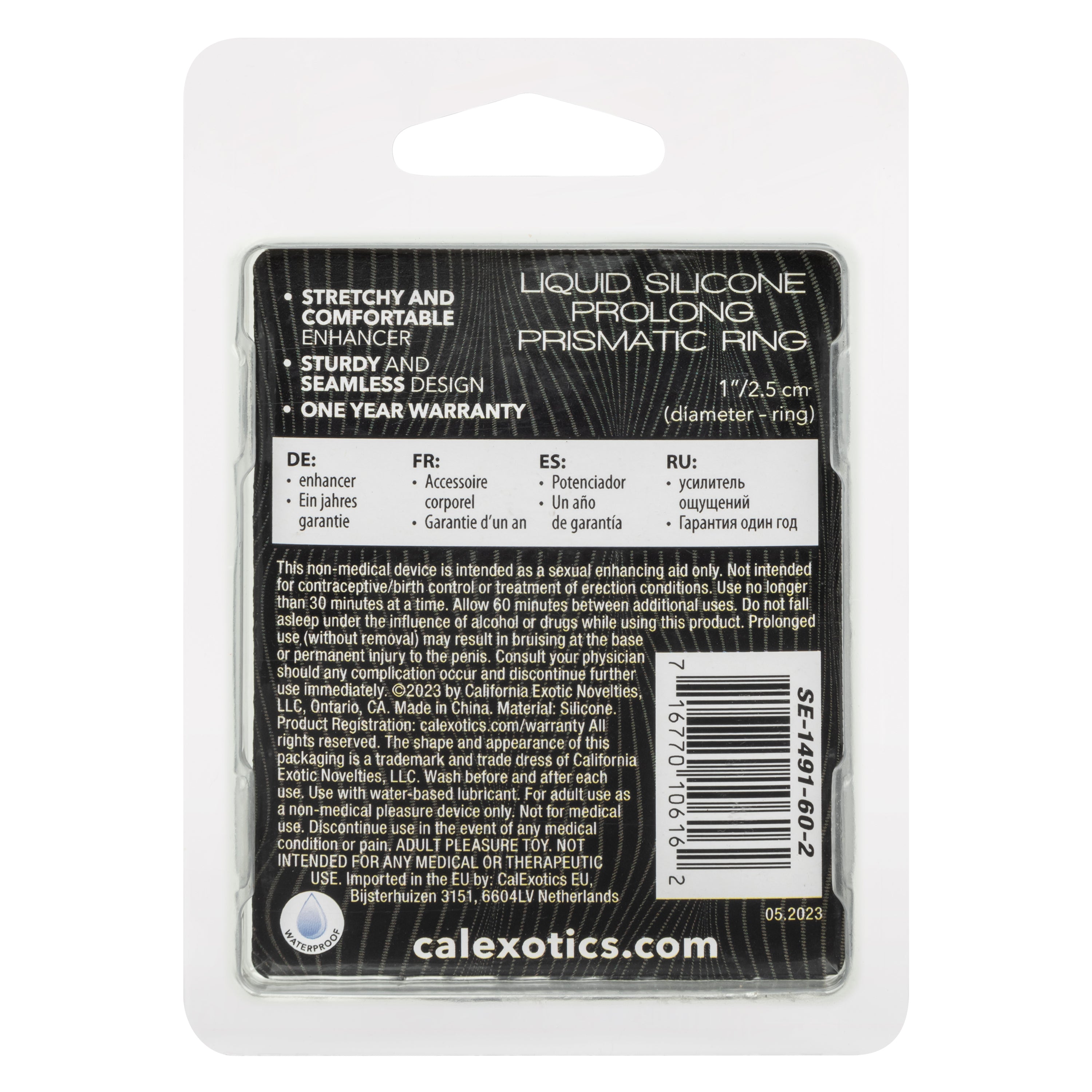 Alpha Liquid Silicone Prolong Prismatic Ring Gray 1 Inch Diameter Stretchy Durable Silicone > Cock Ring > Single