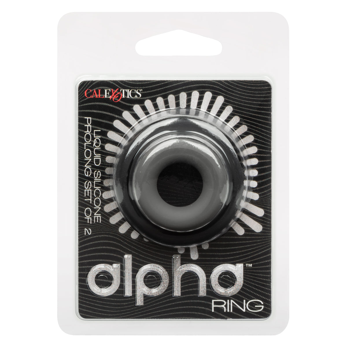 Alpha Liquid Silicone Prolong Set of 2 Stretchy Comfortable Rings in Black, Small 0.75” and Large 1” Diameter > Cock Ring > Sets