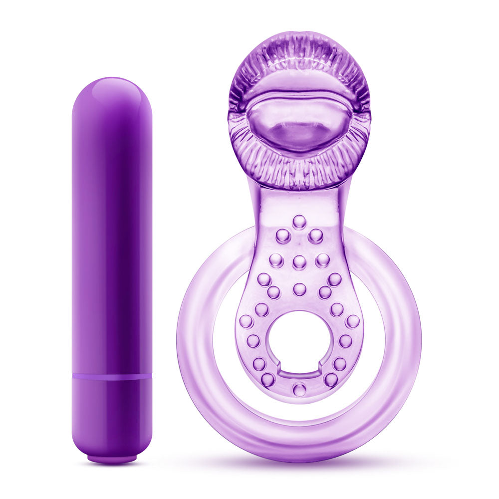 Vibrating Double Strap Cockring in Purple Purple > Cock Ring > Vibrating