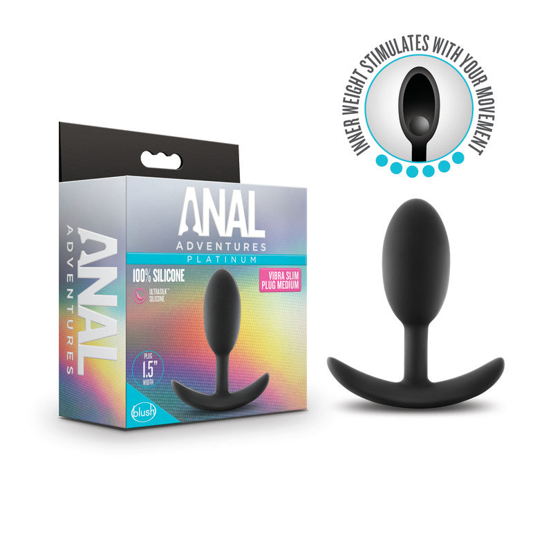 Anal Adventures Platinum Silicone Vibra Slim Plug Medium > Anal Range > Vibrating Butt Plugs Main image