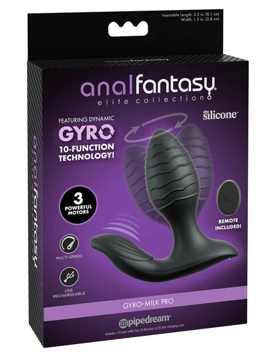 Anal Fantasy Elite Gyro Milk Pro Black 4.25" Prostate Stimulator > Anal Range > Prostate Plugs