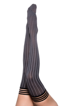 Kixies Annabelle Grey Pinstripe Thigh Highs > Clothes > Hosiery > Stockings