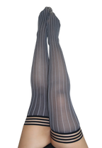 Kixies Annabelle Grey Pinstripe Thigh Highs > Clothes > Hosiery > Stockings