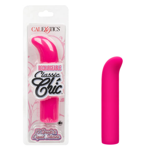 Rechargeable Classic Chic Mini G Liquid Silicone Pink Vibrating Massager Vibrators - G Spot