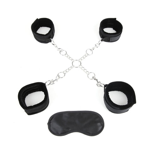 Lux Fetish Deluxe Chain Hogtie With Adjustable Soft Black Restraint Cuffs and Blindfold > Bondage Gear > Restraints