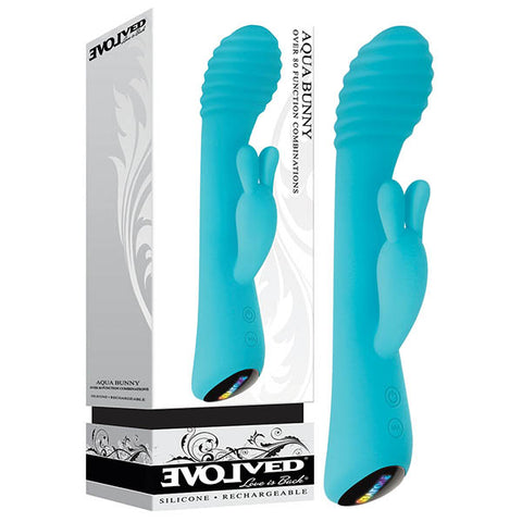 Aqua Bunny 21.3 cm 8.4 Inch Rabbit Vibrator VIBRATORS-RABBIT