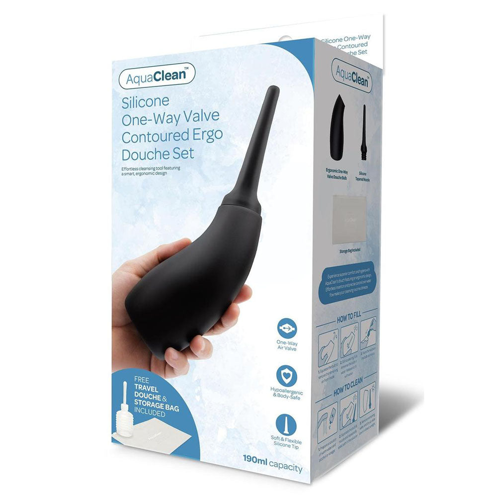 AquaClean Silicone One-Way Valve Contoured Ergo Douche Set – Ergonomic Silicone Douche Set Douches