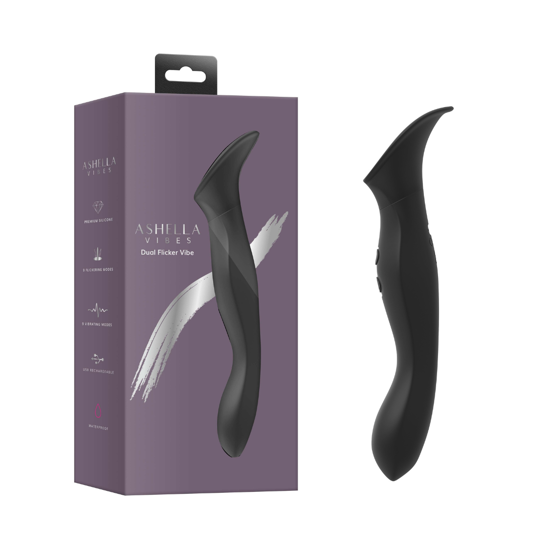 Ashella Vibes Dual Flicker – Dual-Ended Vibrator with Clitoral Flicker and Insertable Shaft > Vibrators > Ladies > Clitoral Vibrators and Stimulators