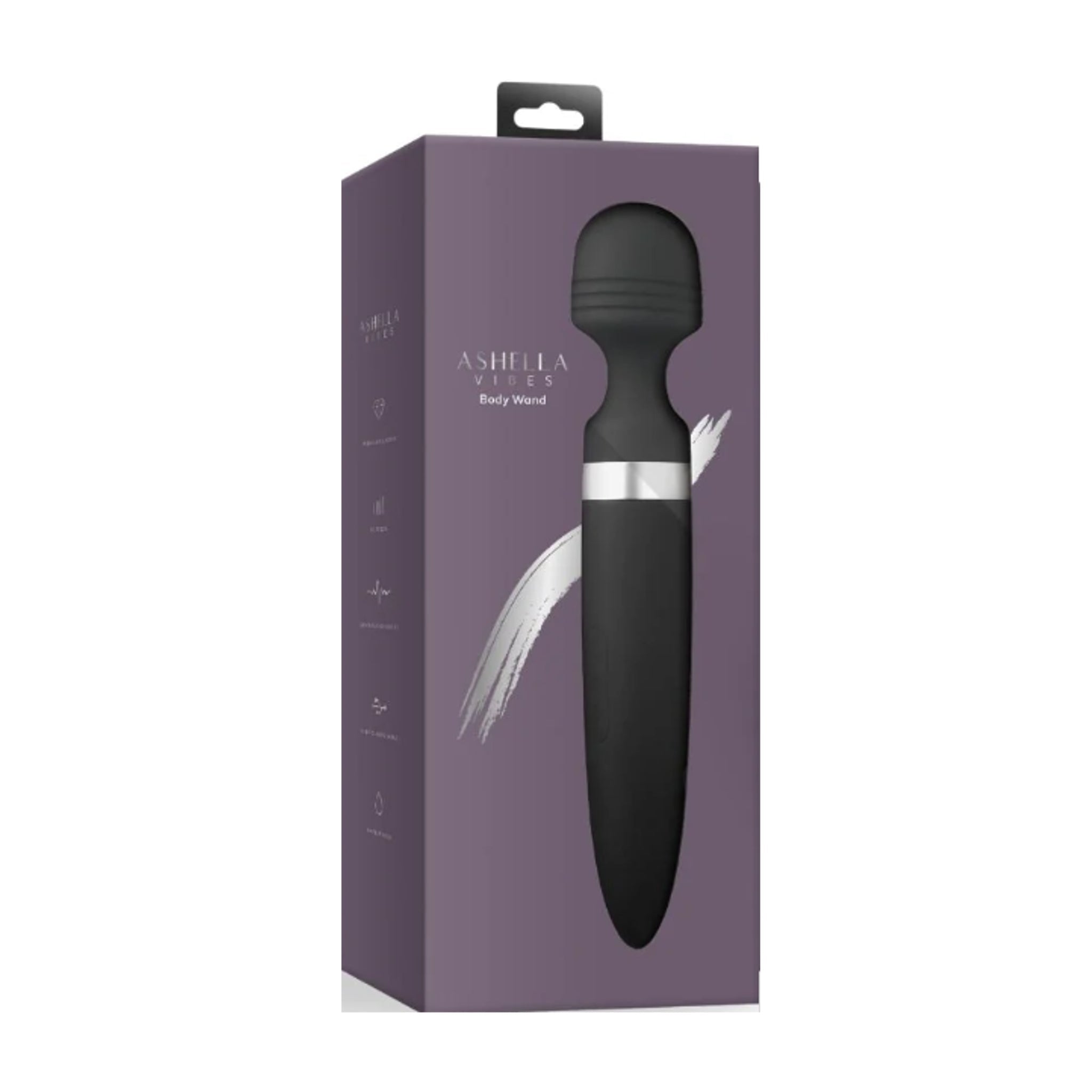 Ashella Vibes Body Wand Black Silicone Massager with 8 Speeds and 20 Vibration Modes Waterproof > Sex Toys > Massage Wands