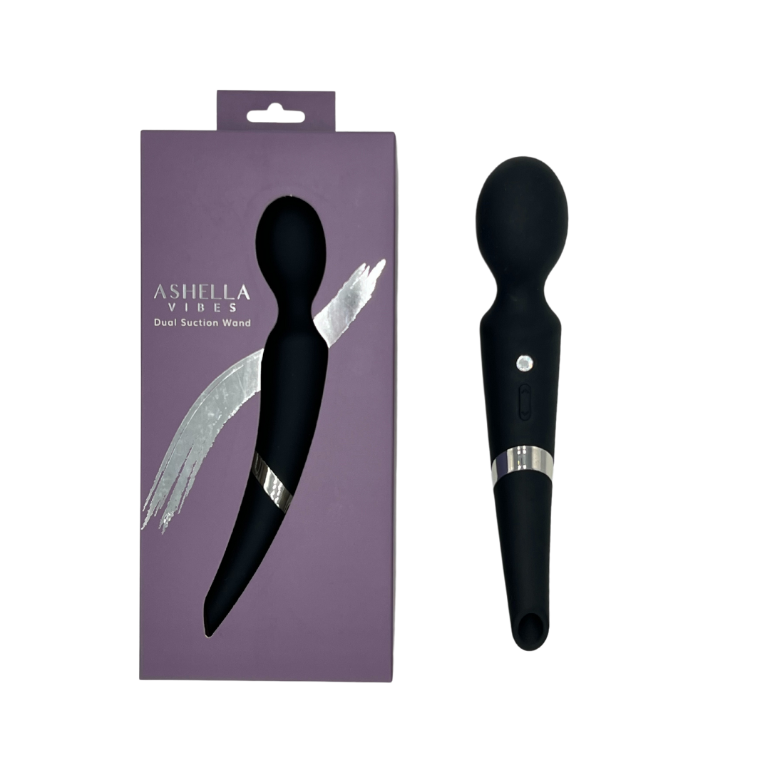 Ashella Vibes Dual Suction Wand Black Silicone Waterproof > Sex Toys > Massage Wands