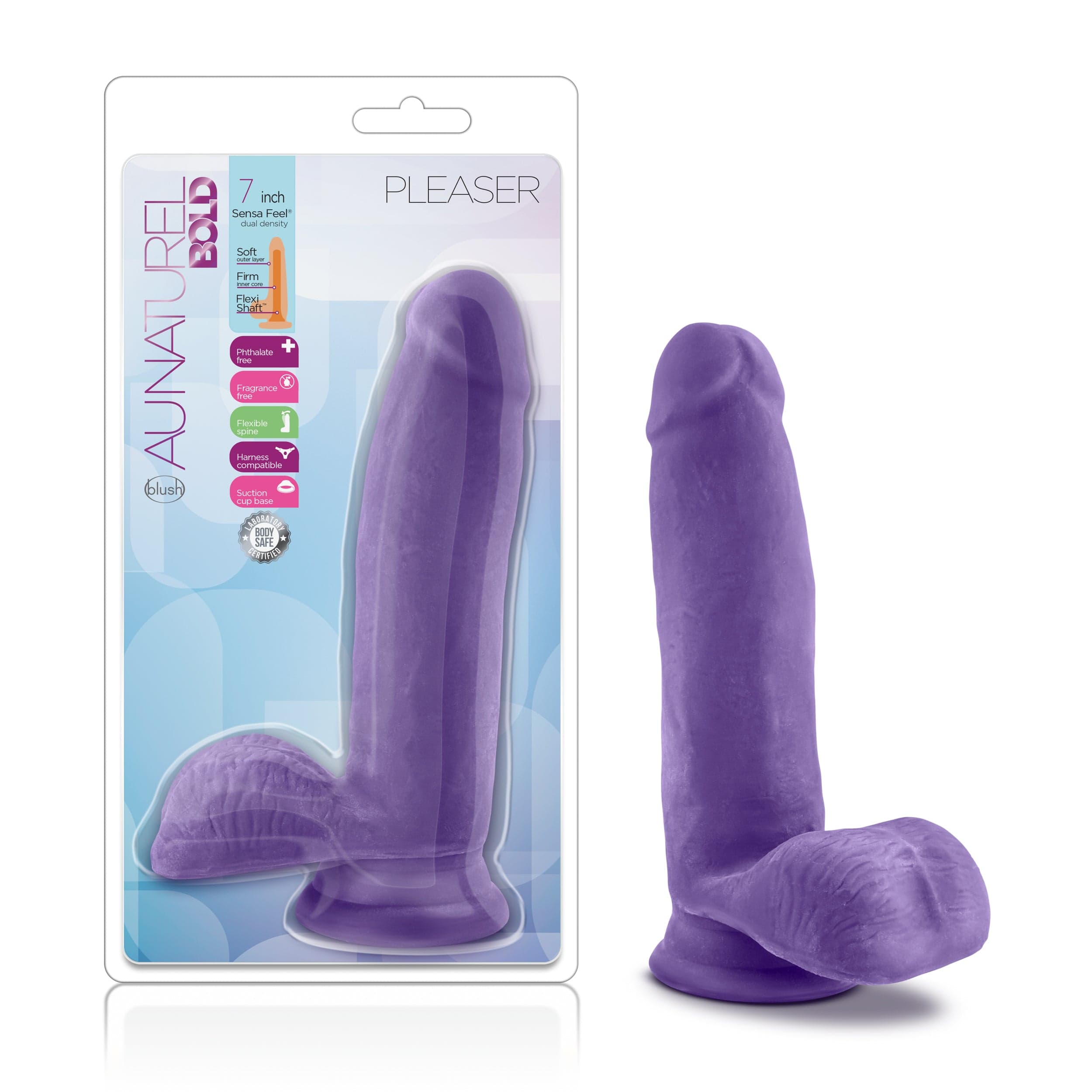 Au Naturel Bold Pleaser 7 Inch Dildo Purple Secondary image