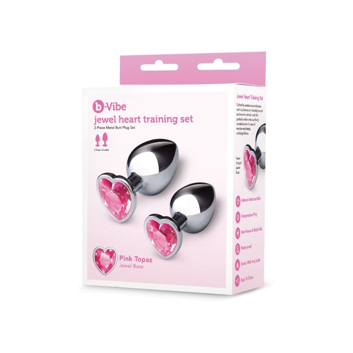 B-Vibe Jewel Heart Metal Butt Plug Training Set > Anal Range > Jewel Butt Plugs
