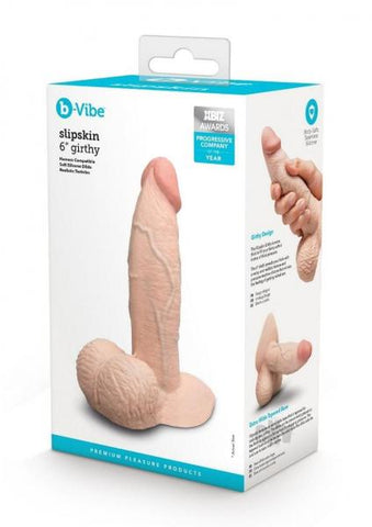 B-Vibe Slipskin Realistic Silicone Dildo 6 Inch Girthy Cream Dongs Realistic