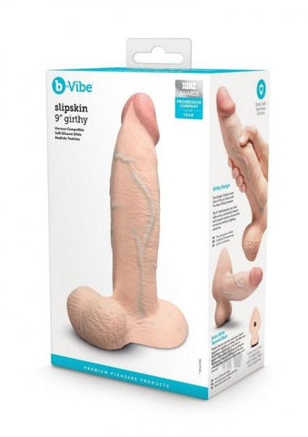 B-Vibe Slipskin Realistic Silicone Dildo 9 Inch Girthy Cream Dongs Realistic