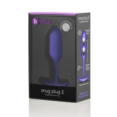 B-Vibe Snug Plug 2 Weighted Silicone Butt Plug in Purple Butt Plugs - Vibrating