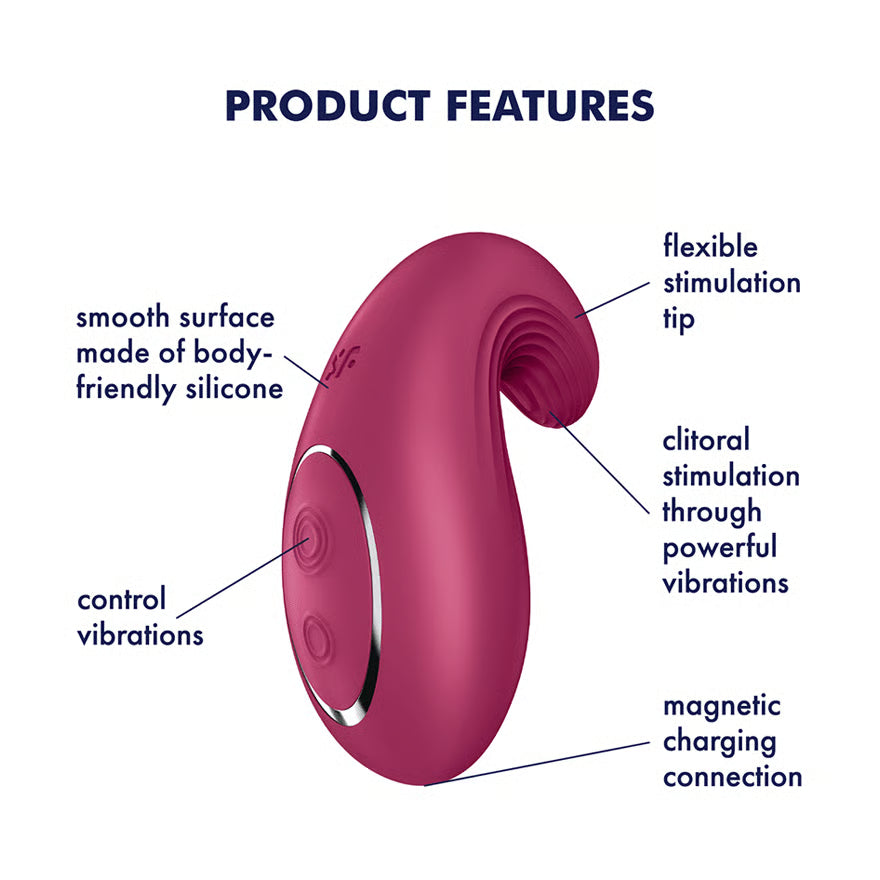 Satisfyer Dipping Delight Berry Lay-On Vibrator with 2 Powerful Motors and Flexible Tip, Waterproof Silicone, 12 Vibration Modes > Vibrators > Vibrating Pads