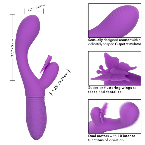 Rechargeable Butterfly Kiss Purple Silicone Vibrator with Motors VIBRATORS-RABBIT