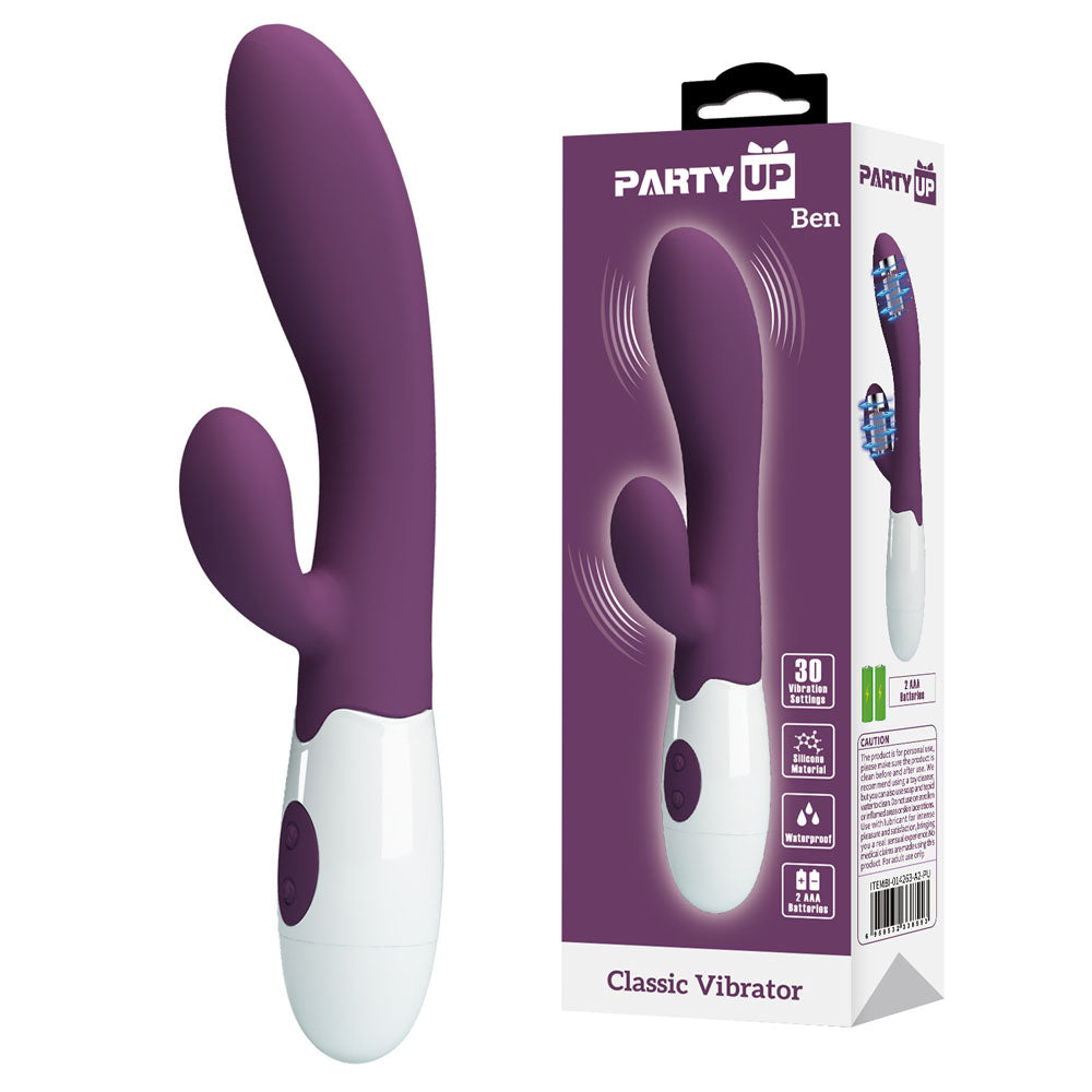 Party Up BEN Classic Vibe 20cm Rabbit Vibrator Purple > Vibrators > Ladies > Rabbit