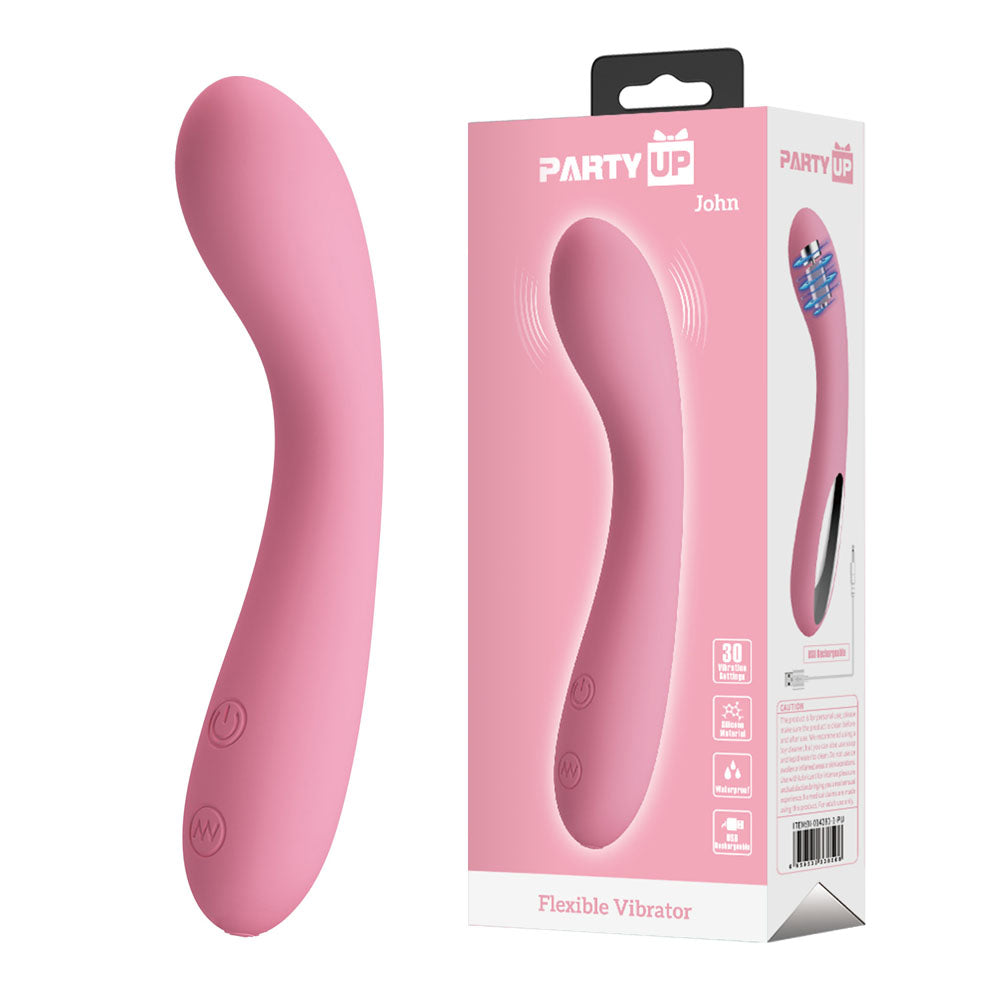 Party Up John Flexible Vibe 16 cm Vibrator Pink > Vibrators > Standard Vibrators
