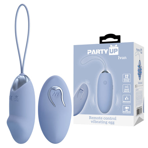 Party Up Ivan Remote Vibrating Egg - USB Rechargeable with Wireless Remote Purple BULLETS & EGGS