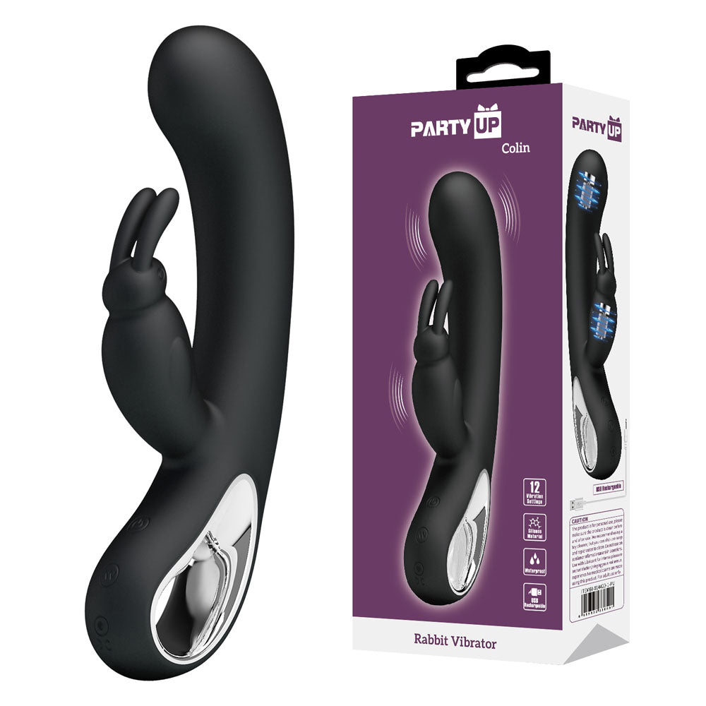 Party Up Colin Rabbit Vibe 21 Cm Rabbit Vibrator Black > Vibrators > Ladies > Rabbit