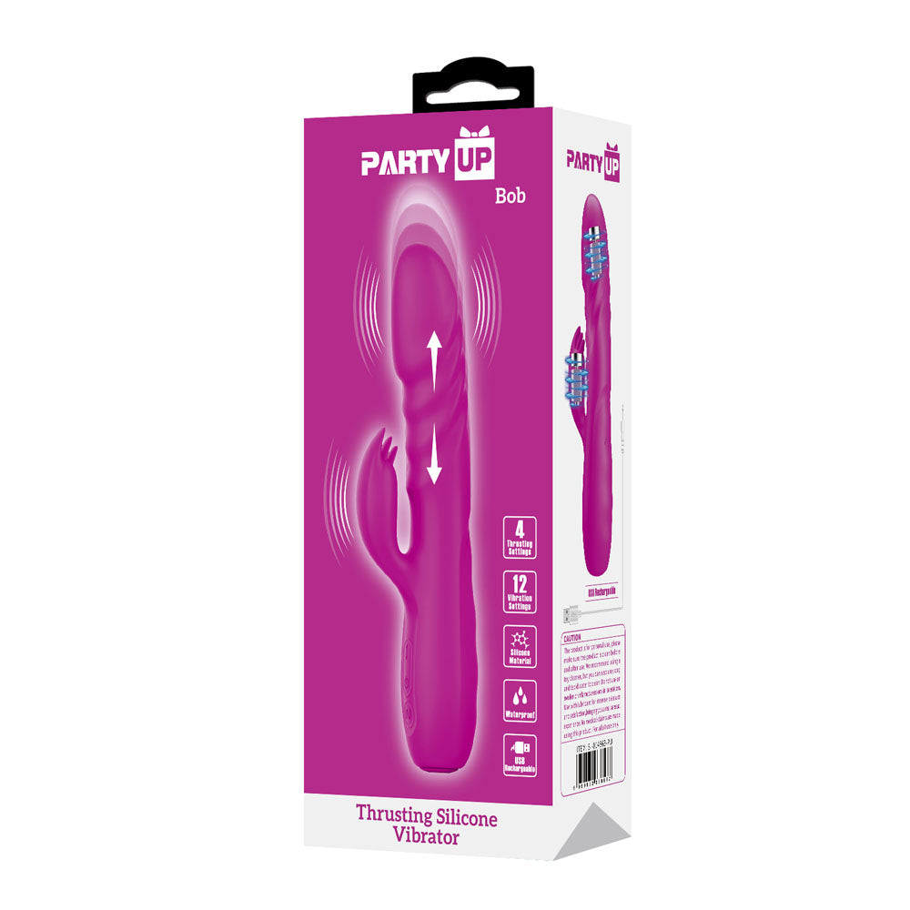 Party Up Bob Thrusting Vibe 25 cm USB Rechargeable Rabbit Vibrator VIBRATORS-RABBIT