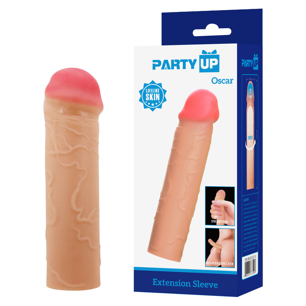 Party Up Oscar (Clear) – 1 Inch Penis Extender Sleeve Flesh > Sex Toys For Men > Penis Sleeves Main image