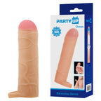 Party Up Owen (Black) – 1 Inch Extender Sleeve with Ball Strap Penis Sleeve Flesh > Sex Toys For Men > Penis Sleeves