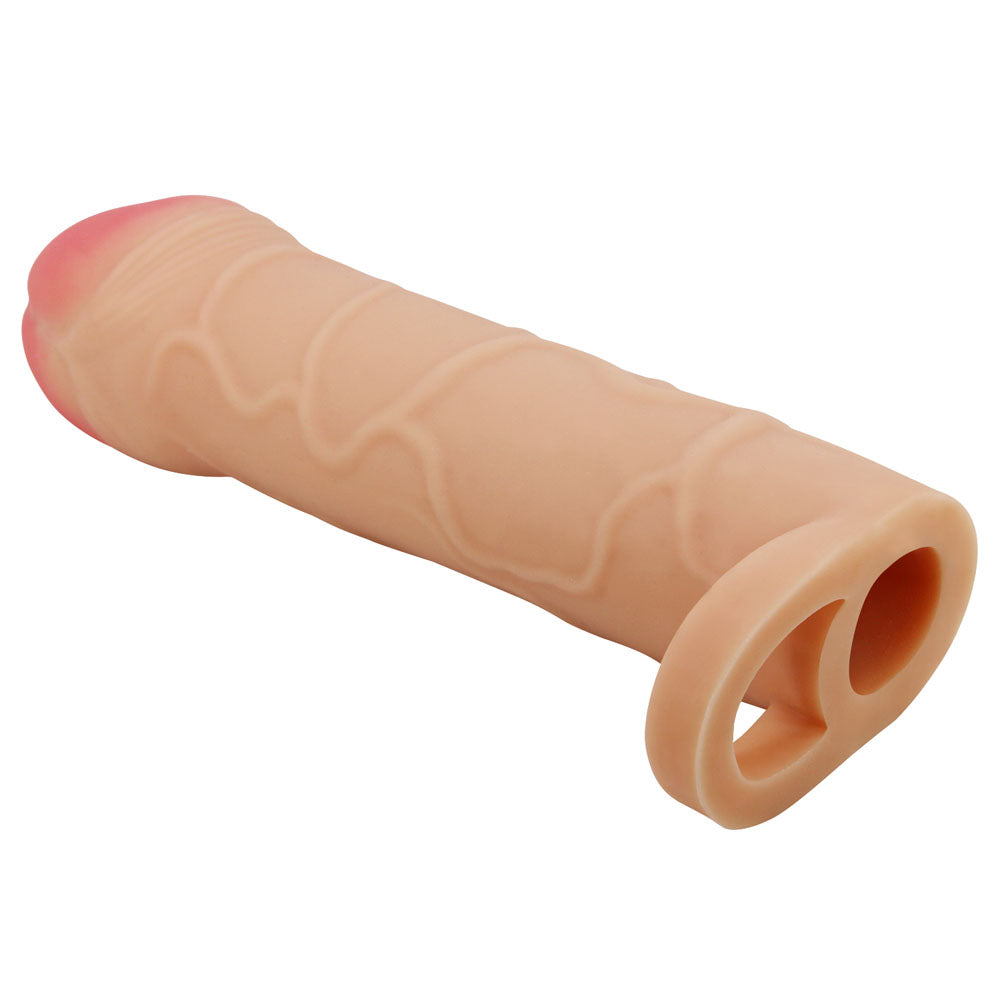 Party Up Owen (Black) – 1 Inch Extender Sleeve with Ball Strap Penis Sleeve > Sex Toys For Men > Penis Sleeves