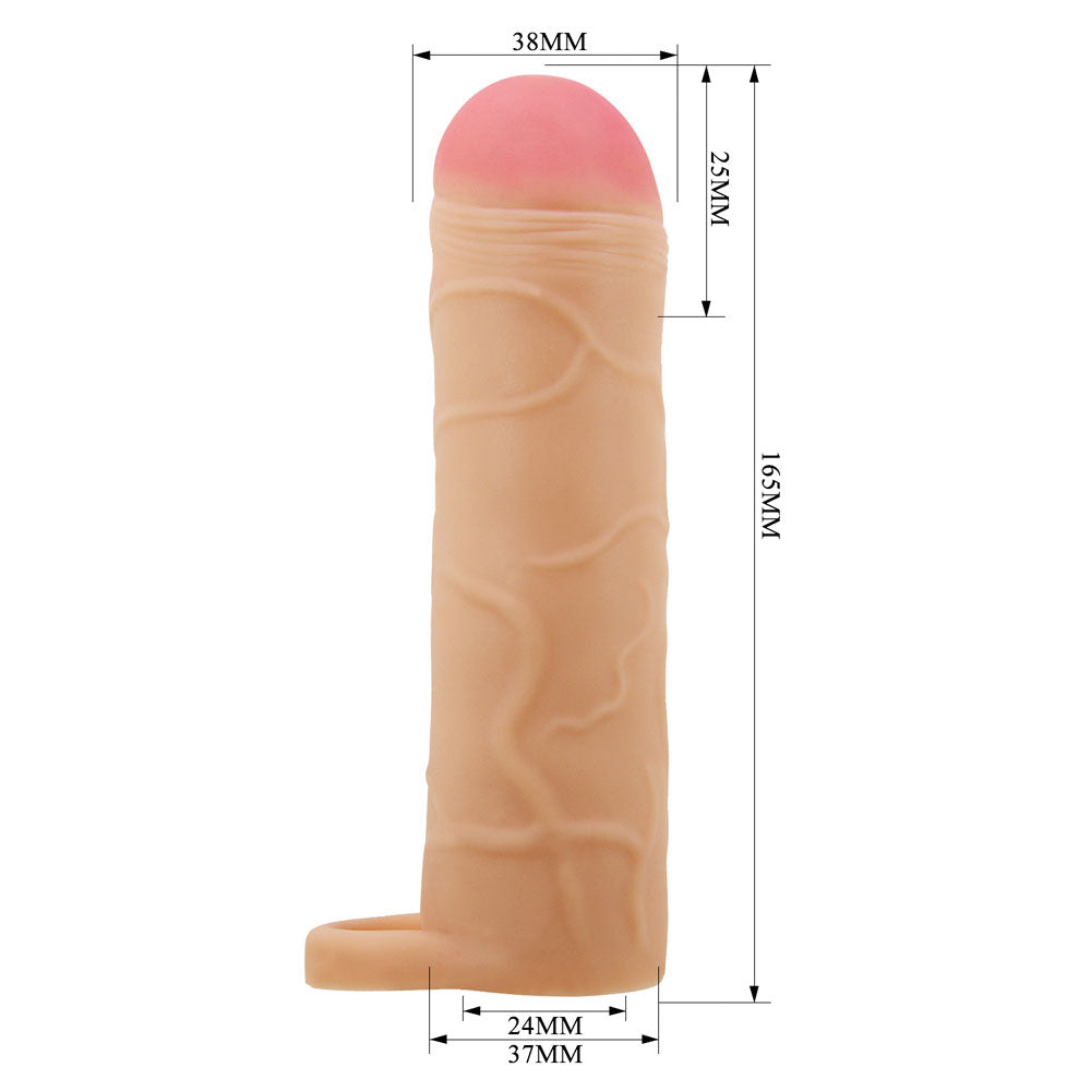 Party Up Owen (Black) – 1 Inch Extender Sleeve with Ball Strap Penis Sleeve > Sex Toys For Men > Penis Sleeves