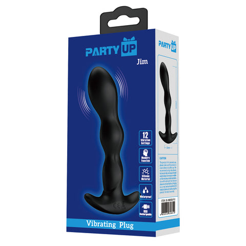 Party Up Jim Vibrating Butt Plug 14.5 cm USB Rechargeable Prostate Massager Prostate Tools