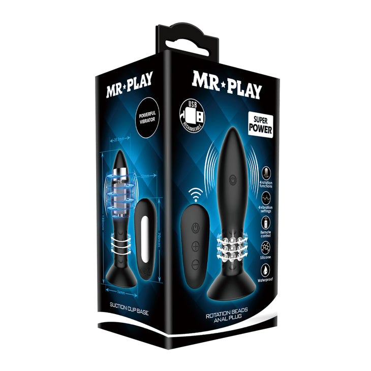 Mr Play Rotation Beads Anal Plug Beaded Butt Plug with Wireless Remote > Anal Range > Vibrating Butt Plugs