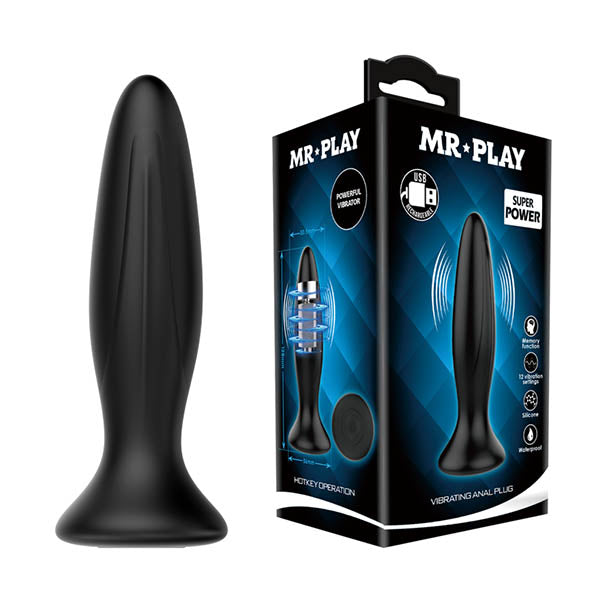 Mr Play Vibrating Anal Plug Silicone Waterproof Black Default Title > Anal Range > Vibrating Buttplug