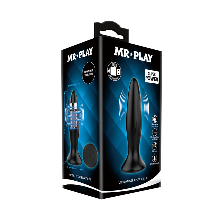Mr Play Vibrating Anal Plug Silicone Waterproof Black > Anal Range > Vibrating Buttplug