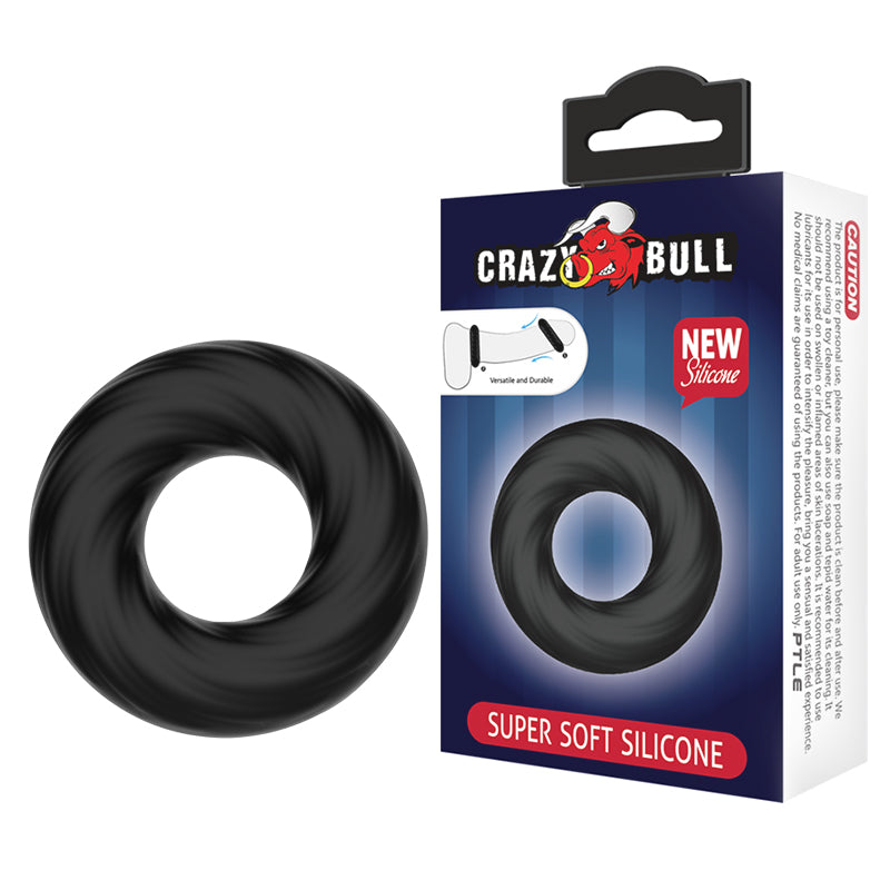 Crazy Bull Adjustable Silicone Cock Ring in Black Black COCK RINGS