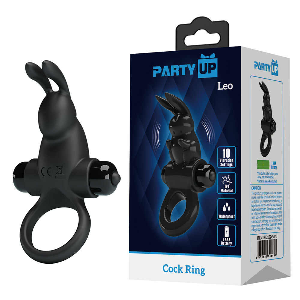 Party Up Larry Vibrating Cock Ring for Intense Pleasure and Exciting Experiences Black COCK RINGS