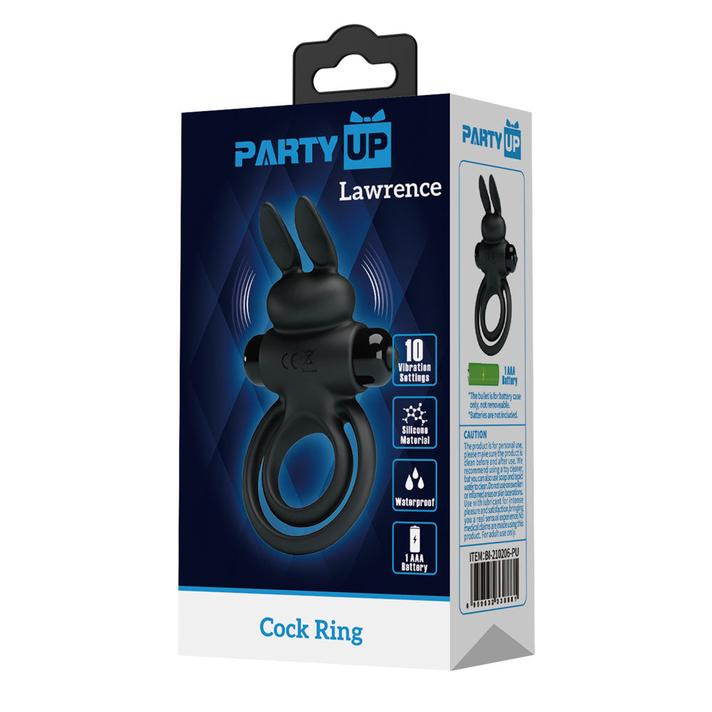 Party Up Lawrence Vibrating Cock Ring - Vibrating Cock and Balls Ring COCK RINGS