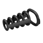 Party Up Kim Cock Cage Ribbed Penis Extender Sleeve with Six Connected Rings Cock Ring > Bondage Gear > Male Chastity