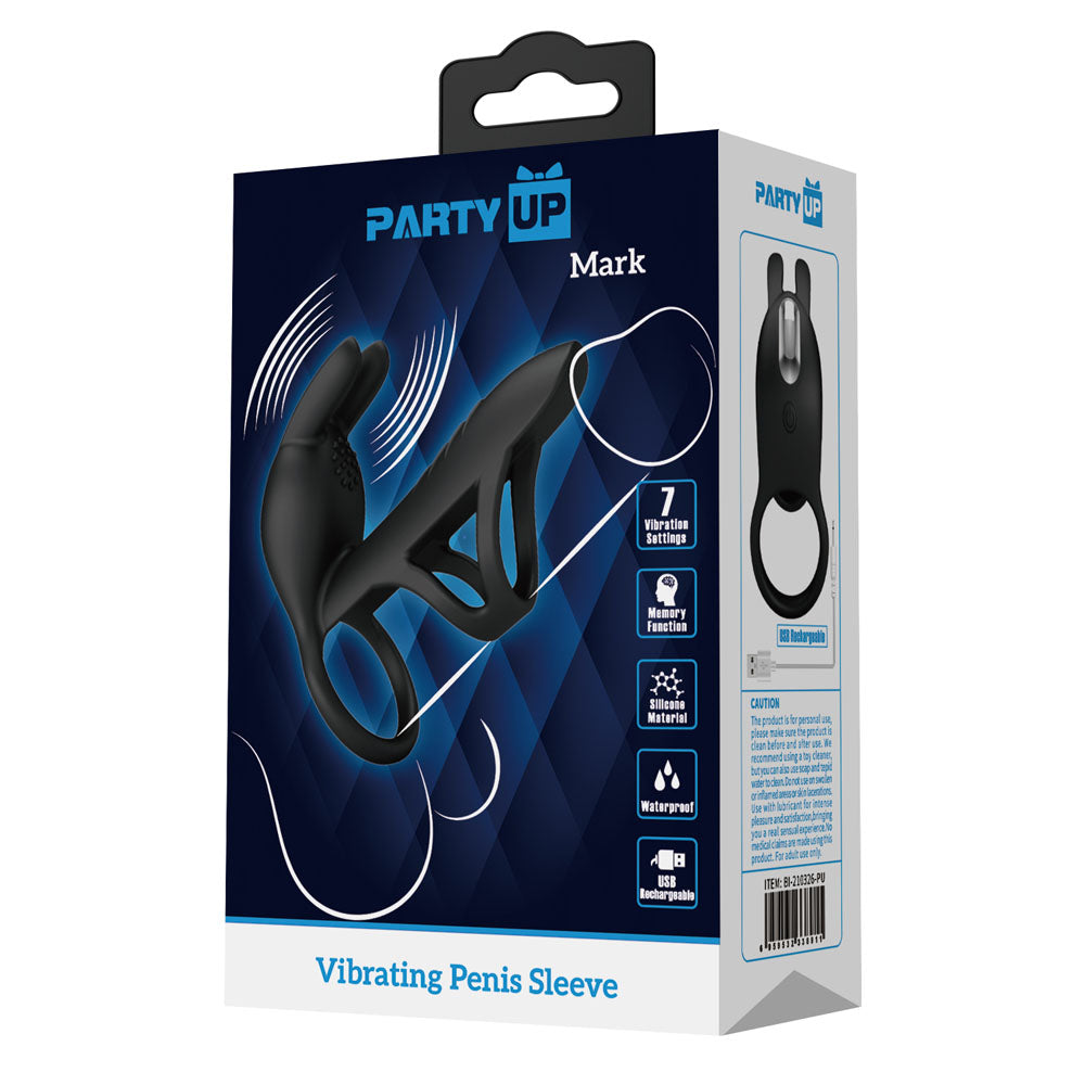 Party Up Mark Vibrating Penis Sleeve USB Rechargeable Cock Sleeve COCK RINGS